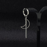 Kim Yugyeom Stainless Steel Moon Tassel Earrings